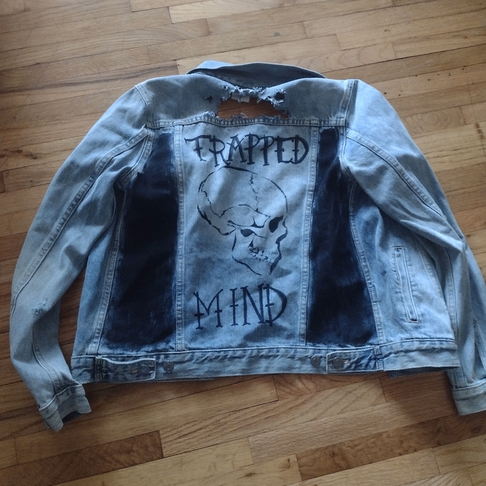 Gap Skull Denim Upcycled Custom Jacket